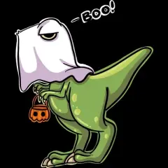 Junior's Design By Humans Halloween Ghost Dinosaur By whynot007 T-Shirt