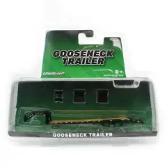 Greenlight Collectibles 1/64 Black Gooseneck Trailer with Red & White Conspicuity Stripes - Green Machine, 30390-GREEN