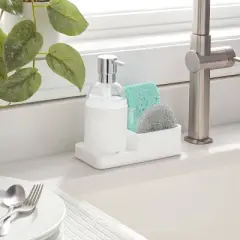 Plastic Soap Pump with Silicone Holder with Caddy & Tray White - Brightroom&trade;: Kitchen Soap Caddy Dispenser