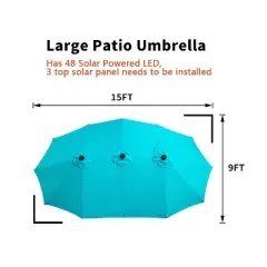 Ainfox 15ft Large Patio Umbrella With LED Lights