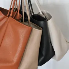 Oversize Pu Leather Tote Women Weekender Bag Shopper Handbag Travel Purse (Nude)