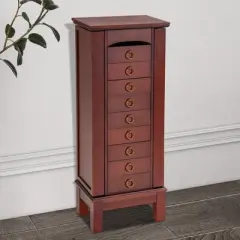 Tangkula 9 Drawers Storage Box Chest Stand Amior Jewelry Cabinet Necklace Holder Brown