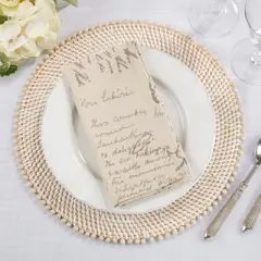 Saro Lifestyle Vintage Script Print Design Napkin (Set of 4), 20", Beige