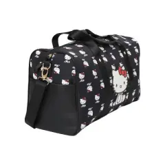 Hello Kitty AOP in Nylon with PU Accents Black Wheeled Duffle