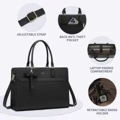 3pc Sets Laptop Bag Work Bags for Women,15.Inch Laptop Tote Bag Purses Waterproof Vegan Leather Computer Briefcase