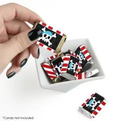 Big Dot of Happiness Pirate Ship Adventures - Mini Candy Bar Wrapper Stickers - Skull Birthday Party Small Favors - 40 Count