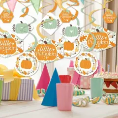 Big Dot of Happiness Little Pumpkin - Fall Birthday Party or Baby Shower Hanging Decor - Party Decoration Swirls - Set of 40