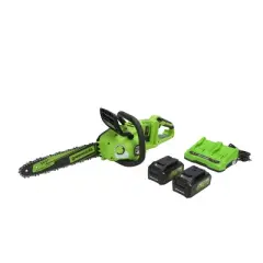 14" 24V 24Ah Power All Brushless Battery Powered Chainsaw 2 USB Batteries & Dual Port Charger Included - Greenworks