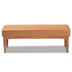 Arvid Mid-Century Faux Leather Upholstered Wood Dining Bench Walnut/Brown - Baxton Studio