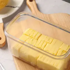 Butter plastic, butter rectangle, butter box with cutter, small butter container for storing butter, double-layer baking tool