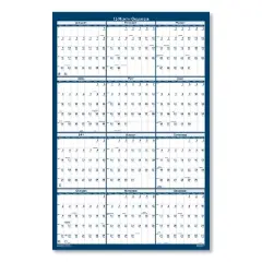 Recycled Poster Style Reversible/Erasable Yearly Wall Calendar, 66 x 33, White/Blue/Gray Sheets, 12-Month (Jan to Dec): 2026