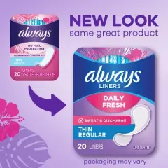 Always Dailies Thin Unscented Panty Liners