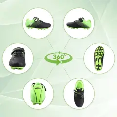 Vizari Loma Firm Ground Soccer Cleats with Hook & Loop Closure for Kids | Ideal for Boys & Girls