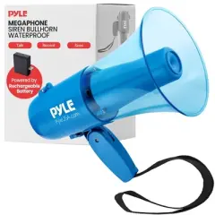 Pyle 30W Waterproof Megaphone - Rechargeable, Handheld Microphone, 500-Yard Range - PMP79WLTB