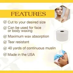 GiGi Natural Muslin Epilating Roll - 3.25 x 40 Yards"" (PACK OF 2)