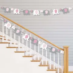 Big Dot of Happiness Pink Elephant - Girl Baby Shower or Birthday Party DIY Decorations - Clothespin Garland Banner - 44 Pieces