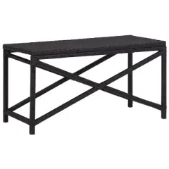 vidaXL Outdoor Patio Bench Outdoor Garden Bench with Steel Frame Poly Rattan - Black 31.5"