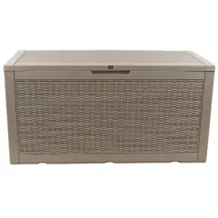 Sunnydaze Outdoor Deck and Patio Storage Box with Rattan Design - 100 Gal.