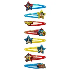 Wonder Woman Hair Clips 8pcs Snap Hair Clip Set for Girls - Multi Color, Ages 3+