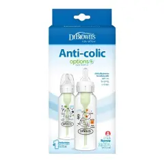 Dr. Brown's Anti-Colic Options+ Narrow-Neck Baby Bottle - Pig & Frog Deco - 8 fl oz/2pk