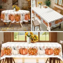 LOVEVOOK Fall Tablecloth, Pumpkin Tablecloth, Thanksgiving Table Cover for Party Dining Picnic Table Decorations