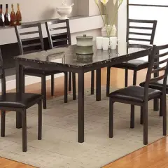 60" Larriston&nbsp;Faux Marble Top Dining Table Black - HOMES: Inside + Out