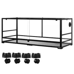 REPTI ZOO 64Gallon Reptile Glass Terrarium with Wheels-48 x 18 x18 inches