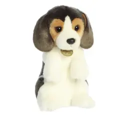 Aurora Medium Sitting Pretty Beagle Pup Miyoni Adorable Stuffed Animal White 9.5"