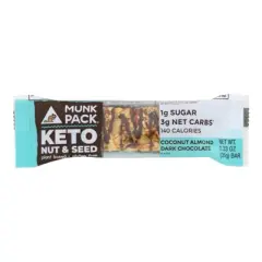 Munk Pack Coconut Almond Dark Chocolate Keto Nut & Seed Bar - Case of 12/1.23 oz