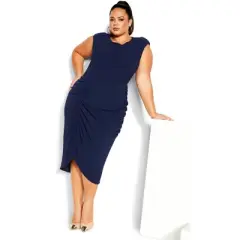Women's Plus Size Side Split Dress - Navy | CITY CHIC