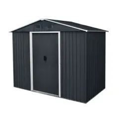 MOEPISY 8ft X 4ft Outdoor Metal Storage Shed With Sliding Door And Foundation, Black And White