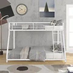 Twin over Full Metal Bunk Bed with Ladder - ModernLuxe