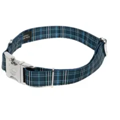 Country Brook Petz Premium Navy Plaid Dog Collar