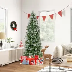 Costway 6/7.5/9 FT Pre-Lit Artificial Christmas Tree with 580/820/1228 Frosted Tips 470 LED Lights