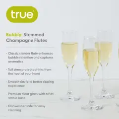 True Banquet Champagne Flutes, Champagne Wine Stemware Glasses, 5.75oz Stemmed Champagne Glasses Set of 6