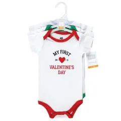 Hudson Baby Infant Boy Cotton Bodysuits, Boy First Valentine Easter