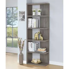 70.75" Rustic 5 Shelf Bookcase Weathered Gray - Coaster
