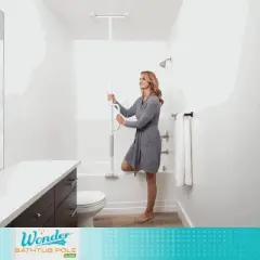 Stander Wonder Bathtub Pole Lite, Bath Safety Rail with Grab Bar Handle, White