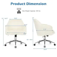 Costway Synthetic Swivel Office Chair Adjustable Task Chair Fluffy Vanity Chair