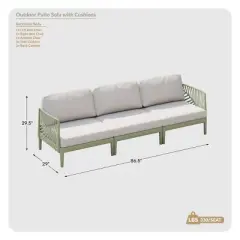WestinTrends Playa Modern Polypropylene Resin 3 Seat Outdoor Patio Sofa, Green