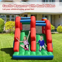 Costway Inflatable Bounce House 3-in-1 Dual Slides Jumping Castle Bouncer without Blower