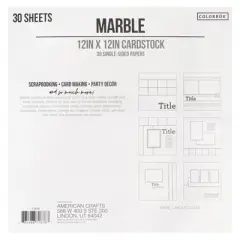 Colorbok 78lb Single-Sided Printed Cardstock 12"X12" 30/Pkg-Marble