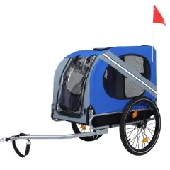 Gulches Pet Strollers: Blue-Gray Large Folding Bike Trailer for Dogs