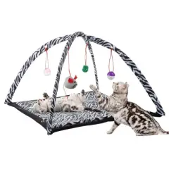 Pet Adobe Cat Activity Center - Interactive Play Area With Hanging Toys for Cats and Kittens