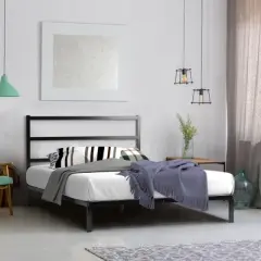 Costway Twin/Full Metal Bed Platform Frame Heavy Duty Mattress Foundation w/Headboard