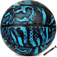 AND1 Chaos Basketball & Pump (Jungle Series)- Official Size 7 (29.5&rdquo;) Streetball, Made for Indoor and Outdoor Basketball Games (Blue/Black)