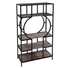 68.25" Vikrin 5 Tier Bookshelf Natural/Black - Aiden Lane