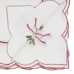 Saro Lifestyle Embroidered Tablecloth With Christmas Motifs