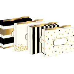 Barker Creek Gold Get Organized File Folders Set Multi-Design 107 per Set: Paper, Top Tab, Non-Pronged, 50 Sheet Capacity