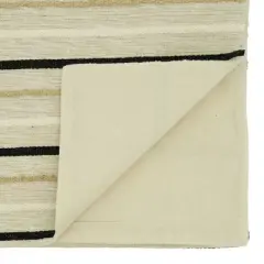Saro Lifestyle Long Cotton Table Runner With Striped Design, Black, 16" x 72"